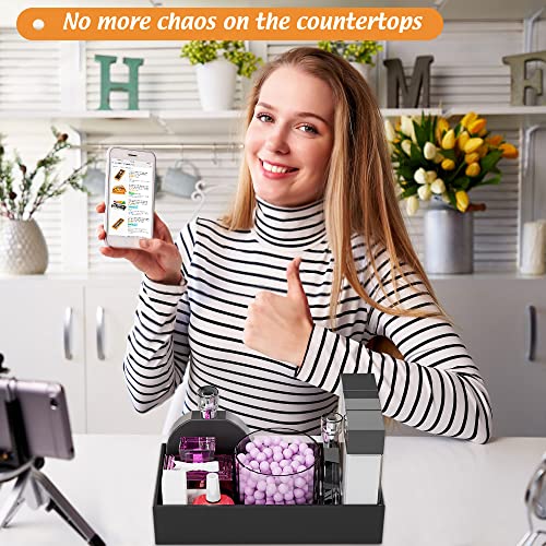 Black Bamboo Drawer Organizer - Silverware&Utensil Holder Organizer for Kitchen Drawers, Multi-Use Drawer Dividers Boxes for Bathroom Counter，Cabinet, Garage, Office Desk, Makeup, Jewelry (12*6*2.5) - color: Black, size: 12*6*2.5 inch