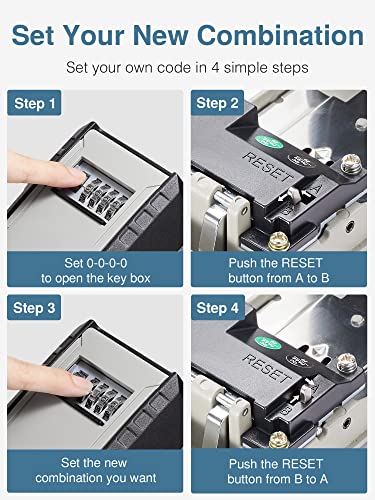 Puroma Key Lock Box with Key Hook, Resettable 4-Digit Combination, Waterproof Key Storage Security, Large Capacity Wall Mounted for House Keys, Realtors, Garage Spare Keys