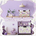 Boao 3 Pcs Purple Floral Storage Bin Wildflowers Collapsible Large Storage Baskets for Gifts Canvas Laundry Basket Foldable Box with Handle for Office Home Bedroom Clothes - style: Purple Flowers