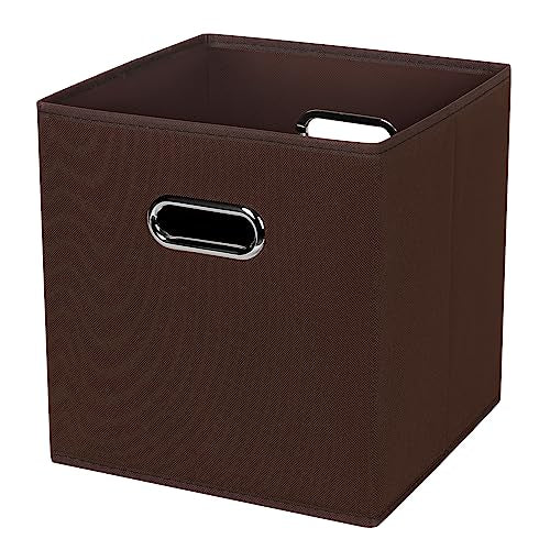 Black Foldable Storage Cubes Bins , Fabric Storage Box Cubes Organizer Baskets with Dual Handles for Home Organizer (Coffee) - color: Coffee, size: 1 Pack
