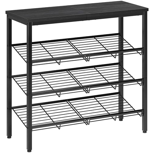 Nunsino Shoe Rack for Closet,4 Tier Shoe Organizer for Entryway,Shoe Shelf with Storage Shelves and Spacious Top,Max Holds 16 of Shoes,Black - color: Black, size: 4 Tier