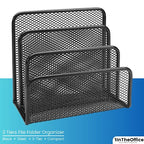 1InTheOffice Mail Organizer, Multi Step Desk Organizer, Desk File Sorter, Mesh Vertical File Organizer, Black, 1 Pack