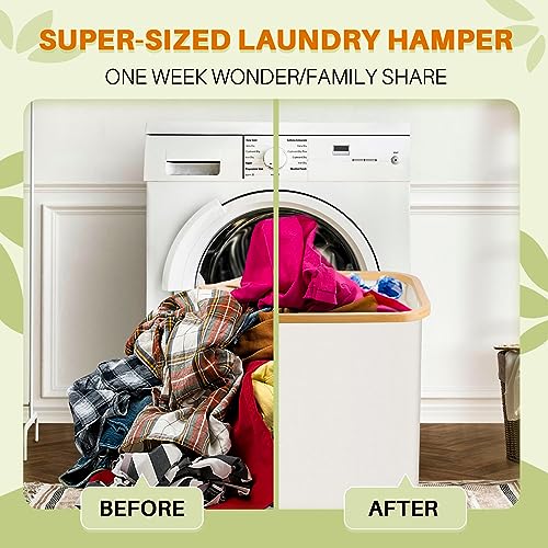 Laundry Hamper with Lid, 160L Dirty Clothes Hamper for Laundry Basket 3 Section, Extra Large Laundry Sorter Hamper 3 Compartment with Removable Inner Bags & Labels, Beige - color: Beige, size: 160L