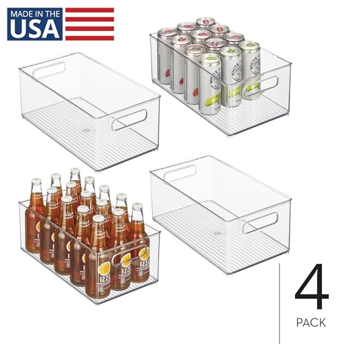 iDesign Stackable Fridge Bin - Kitchen Storage Bin for Pantry, Cabinets, or Fridge, Set of 4, Clear - style: Pack of 4