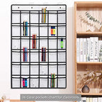 SAVERHO 36 Clear Pockets Classroom Pocket Chart for Cell Phones, Pocket Chart for Calculator Phone Holder with 36 Number Stickers and Hooks (White) - color: White-1pack of 36pockets