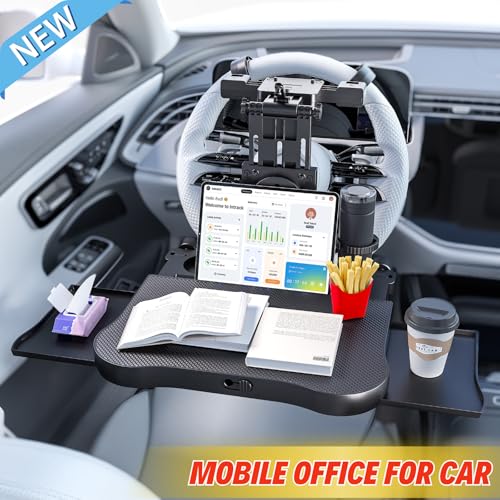 Large Foldable Backseat Tray Table, Car Laptop Desk with Cup Holder, Back Headrest Passenger Food Tray, Phone Tablet Holder, Multifunctional Travel Desk, Car Essentials for Kids & Long Road Trips - style: Car Seat Table Tray