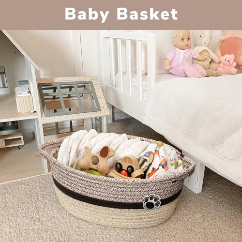 Dog Toy Basket Small Baskets for Gifts, Woven Baby Storage Basket for Towels, Toys, Storage Organizer Bins for Living Room, 12 x 8 x 5 inches - color: Brown Mix, size: 12"L x 8"W x 5"H