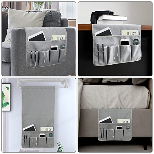 NB Sofa Armrest Organize Remote Holder Bedside Caddy Organizer With 5 Pockets，Non-Slip Couch Remote Control Holder Couch Armchair Caddy Accessories (Gray, 35''X18'') - color: Gray, size: 35''x18''