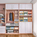 4 Pack Folding Closet Organizers Storage Box, Stackable Storage Bins, Plastic Drawer Basket Closet Storage for Wardrobe Cupboard Kitchen Bathroom Office White-4L - size: 4 PACK-L