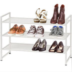 Simple Houseware 3-Tier Stackable Metal Panel Shoes Rack, White - color: White, style: Metal Panel