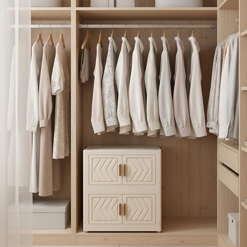 ETOYA 4-Tier Stackable Storage Bins with Lids, 23QT Stackable Closet Organizers and Storage with Wheels and Magnetic Doors, Foldable Plastic Storage Containers for Seasonal Clothes, Toys, Tools - color: White