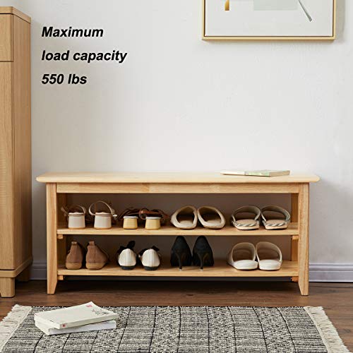 XKZG Storage Bench Wooden Shoe Rack Bench Simple Style Wood Entryway Bench (Natural,39.4") - color: Natural, size: 39.4"W x 11.8"D x 16.5"H