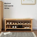 XKZG Storage Bench Wooden Shoe Rack Bench Simple Style Wood Entryway Bench (Natural,39.4") - color: Natural, size: 39.4"W x 11.8"D x 16.5"H