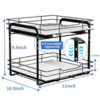 BOIVSHI 2-Tier Spice Rack Organizer, Pull Out Spice Rack for Cabinet, Height Adjustable Heavy Duty Metal Basket for Inside Cabinet & Pantry (11.5''Wx10.5''Dx9.5''H) - size: 2 Tier,11.5''Wx10.5''Dx9.5''H