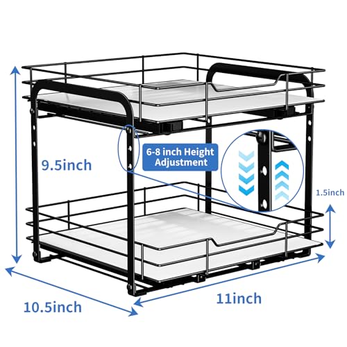 BOIVSHI 2-Tier Spice Rack Organizer, Pull Out Spice Rack for Cabinet, Height Adjustable Heavy Duty Metal Basket for Inside Cabinet & Pantry (11.5''Wx10.5''Dx9.5''H) - size: 2 Tier,11.5''Wx10.5''Dx9.5''H