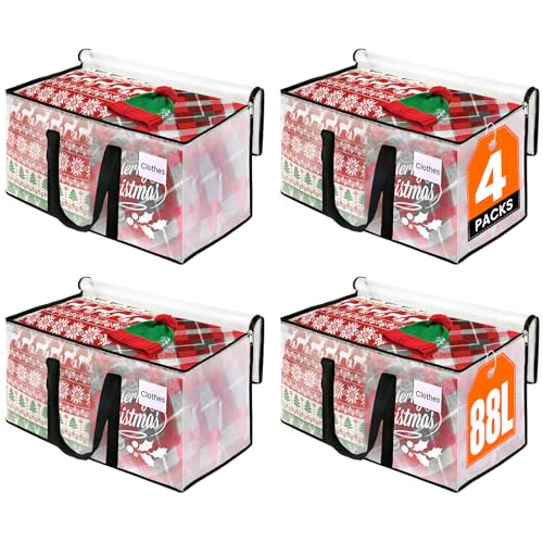 RoomHacks Clear Moving Bags Heavy Duty Extra Large, Moving Supplies with Reinforced Handle and Double Zipper, Storage Bags for Moving Essential, Packing Bags Alternative to Moving Box(4 Packs, Clear) - size: 88L- 4Packs