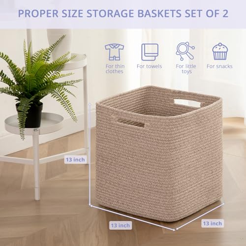 OIAHOMY Storage Cubes, 13 Inch Cube Storage Organizer, Collapsible Storage Bins, Baskets for Organizing, Storage Bins for Shelves-Brown, 3-PACK - color: Brown, size: 3Pcs-13*13*13inch