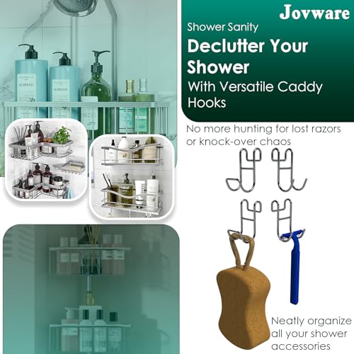 Shower Caddy Hook Helmet Fence Hooks Hook Caddy Hooks for Hanging Wires Hooks for Wire Shelves Heavy Duty Rustproof Hook Utility Hooks 4 Pack Silver - color: Silver 3, size: 2 Closed 2 Open