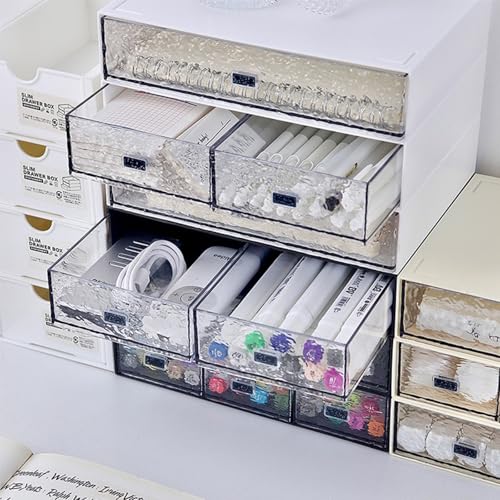 Desk Drawer Organizer, Stackable Plastic Storage Drawer, Grocery Organizer For Stationery/Office Supplies (New White, 1 Compartment) - color: New White, size: 1drawers