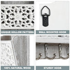 Key and Mail Holder for Wall Mail Holder for Wall, 2-Slot Mails Organizer with 3 Hooks, Key Hangers Rustic Wooden Walls Organizers for Letter Magazines - size: Small