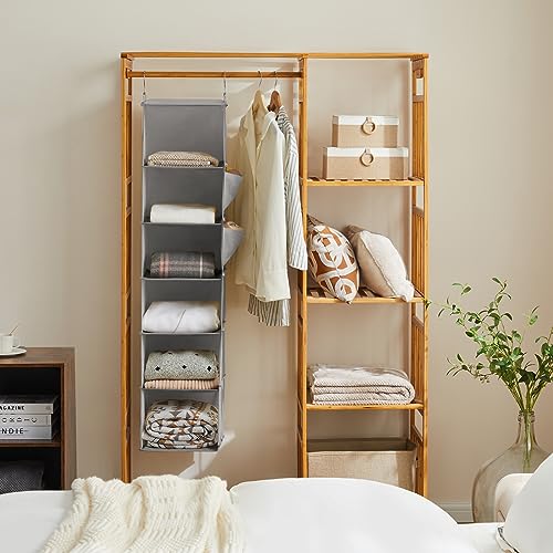 YOUDENOVA Hanging Closet Organizer and Storage, 6-Shelf Closet Hanging Storage Shelves, Light Grey - color: Light Grey