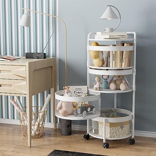 Garden 4 you Rotating Kitchen Storage Shelf Rack, 360° Rotating Fruit and Vegetable Storage Baskets,Multi-Layer Storage Shelf for Kitchen,Living,Room and Bathroom (White,4-Tier)