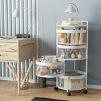 Garden 4 you Rotating Kitchen Storage Shelf Rack, 360° Rotating Fruit and Vegetable Storage Baskets,Multi-Layer Storage Shelf for Kitchen,Living,Room and Bathroom (White,4-Tier)