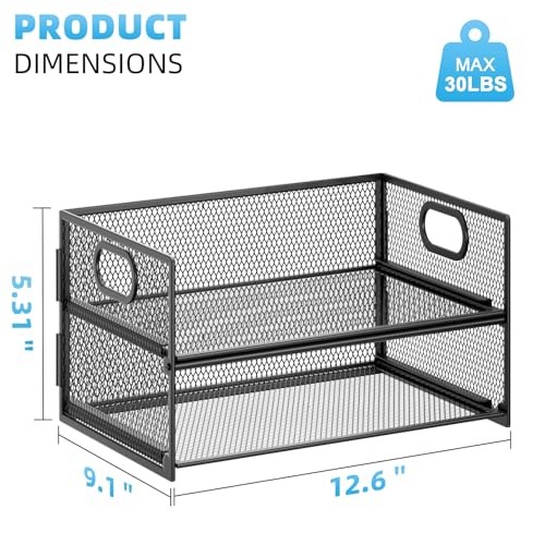 Marbrasse 2 Tier Paper Organizer Letter Tray, Mesh File Organizer with Handle, Paper Sorter Desk Organizer for Home Office Supplies - 2P - color: 2 Tier Black-2p