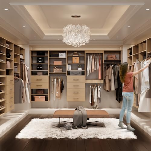 ROOMTEC 22.5" Medium Hanging Closet Unit, Modular Closet System with Hanging Rod, Wardrobe Organizer for Bedroom or Walk-in Closet, Wall Mounted, Customizable Clothes Storage Unit, Wood - color: Wood, size: 22.5" Wide, style: Medium Hanging