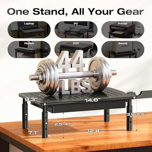 Computer Monitor Stand Riser with Storage, 3 Height Adjustable Laptop Desktop Monitor Stand with Drawer, Metal Short Printer Table, Stand Riser for Desk, Office Desk Organizers and Accessories, 2 Pack - color: with Deawer, size: 2 Pack