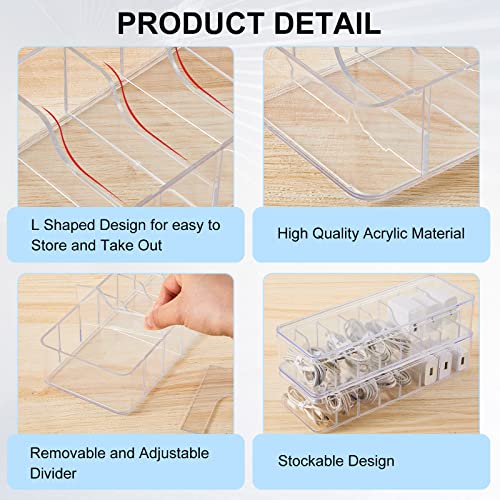 Tatuo 1 Pcs Cable Organizer Box with Wire Ties, Plastic Cord Storage Box with Lid, Electronics Organizer for Home Office Desk Organizers and Accessories (Clear)
