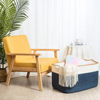 MINTWOOD Design 22in Extra Large Blanket Basket Holder Living Room, Rectangle Rope Woven Storage Basket with Handles for Laundry, Pool Towels, and Shoes, Dog Toy Organizer Bin Box, Prussian Blue - color: Prussian Blue