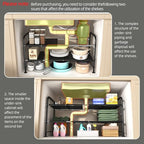 NETEL Under Sink Organizers and Storage,2 Tier Shelf Under Bathroom Sink,Cabinet Organizer with 8 Removable Carbon Steel Panels，Partition Height Adjustable,(27.36-36.02)" W x 12.28" D x 16.93" H - size: 8 thickened iron plates(12.28"deep)