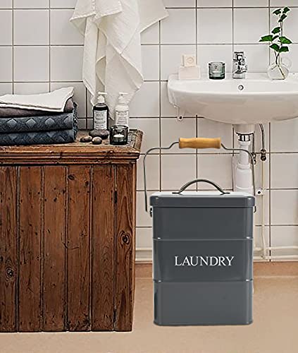 Laundry Powder Bin, Washing Powder Storage Tin with Scoop, Airtight Lid & Handles, Laundry Detergent Powder Storage Box - Perfect for Holding Pods Tablets Capsules Powder Detergent-Gray - color: Gray