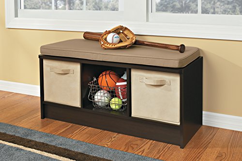 ClosetMaid 1570 Cubeicals 3-Cube Storage Bench, Espresso with Tan Cushion - color: Espresso With Tan Cushion