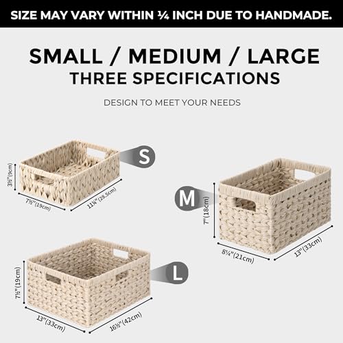 GRANNY SAYS Storage Baskets for Organizing, Wicker Storage Basket for Shelf, Wicker Basket for Organization, Waterproof Basket for Living Room, Decorative Basket for Pantry and Entryway, 2-Pack - color: Butter Milk, size: 13"L x 8 ¼"W x 7"H