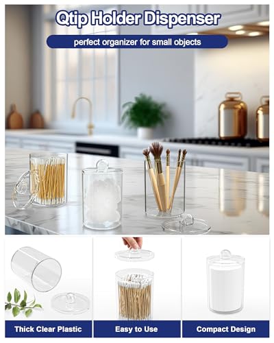 Bathroom Counter Organizer and Storage with 2 Pack Qtip Holder Dispenser, 7 Slots Detachable Toothbrush Holders for Bathrooms, Anti-Slip Electric Toothbrush and Toothpaste Holder Countertop - color: Whitegrey Sets