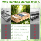 Livole Bamboo Under Bed Storage with Wheels, 6 inches Underbed Storage Containers, 56L XXL Rolling Under Bed Storage Bins with Clear Lid & Label for Clothes, Blankets, Sweater, Shoes, 1 Pack - size: Standard - 6"H - Wheels