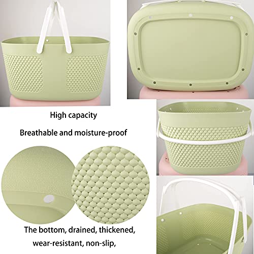 Shower Caddy Basket, Portable Large Capacity Thickened Plastic Organizer Storage Tote with Handles Drainage Toiletry Bag Bin for Bathroom, College Dorm Room Essentials, Kitchen, Camp, Gym, Green - color: Green