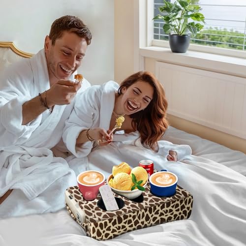 Couch Cup Holder Pillow, 5 Hole Couch Drink Holder! Keep Drinks Hand Side and Keep Temp, Prevent Spills and Use Anywhere. Cup Holder for Couch, Bed, Camping, RV, Car, Beach. Brown Beige - color: Brown Beige