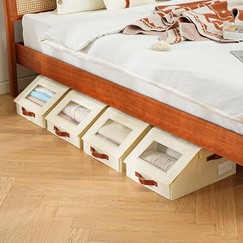 Amllas Closet Organizers and Storage, Stackable Closet Drawers, Fabric Storage Bins, Foldable Linen Organizer for Underwear, Clothes, Hat Storage,Wardrobe Space-Saving