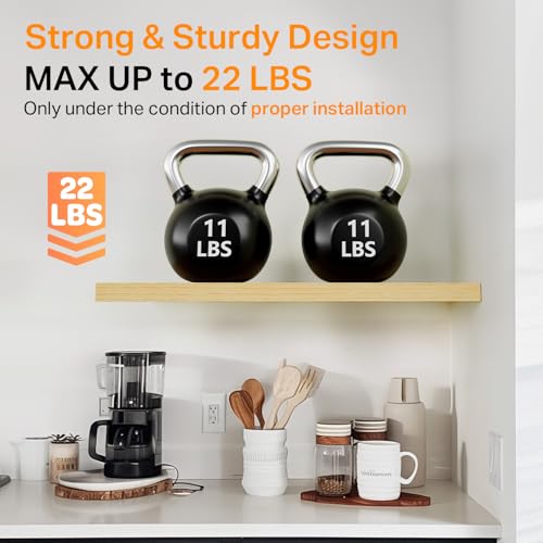BAYKA Floating Shelves for Wall, 22.5 inches Wall Mounted Rustic Wood Shelves for Bathroom, Bedroom, Living Room, Floating Shelves for Books/Storage/Decor (Light Oak-Toned,Set of 3) - color: G. Oak-toned - Mid-century Revival Style, size: 22.5inches