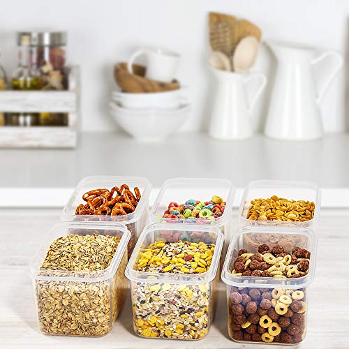 Wildone Cereal & Dry Food Storage Container Set of 16 [0.8L /3.38 Cups] for Sugar, Flour and Baking Supplies, Airtight Leak-proof & BPA Free, with 20 Labels & 1 Marker
