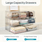 Vtopmart 2 Pack Large Clear Stackable Storage Drawers 27QT, Easily Assemble Plastic Closet Storage Bins, Dust-Proof UnderBed Organizer for Clothing, Sweater Organization - style: 2pk Large