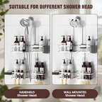 REINHARDT Adjustable Shower Caddy Hanging Rustproof Shower Caddy for Handheld Showerheads, Shower Organizer with Hooks Soap Holder, Anti-Swing Shower Rack Bathroom Accessories, Silver - color: Silver