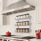 SWOMMOLY Adjustable Wall Mount Spice Rack, 3-Tier Dual-use (Multi-use) Organizer, Silver - color: Silver, size: 3-Tier