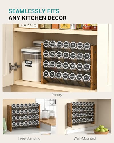 NESAPTO Spice Rack Organizer for Cabinet, Wooden 4 Tier Vertical Seasoning Organizers for Kitchen Pantry, Countertop/Wall Mount, Holds 28 Spice Jars (No Jars Included), 14" W × 9.4" H - size: Holds 28 Jars, 14"W × 9.4"H
