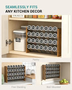 NESAPTO Spice Rack Organizer for Cabinet, Wooden 4 Tier Vertical Seasoning Organizers for Kitchen Pantry, Countertop/Wall Mount, Holds 28 Spice Jars (No Jars Included), 14" W × 9.4" H - size: Holds 28 Jars, 14"W × 9.4"H