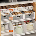Sliding Cabinet Basket Organizer Drawer Self Adhesive Slide out Pantry Shelves Heavy Duty Carbon Steel Slide Cabinet Storage Basket with Handle for Bathroom Kitchen Home - size: Extended Large