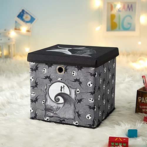 The Nightmare Before Christmas Collapsible Storage Cube with Removable Lid,10"x10"x10" Fabric Organizer Bin for Essentials - color: Nightmare Before Christmas